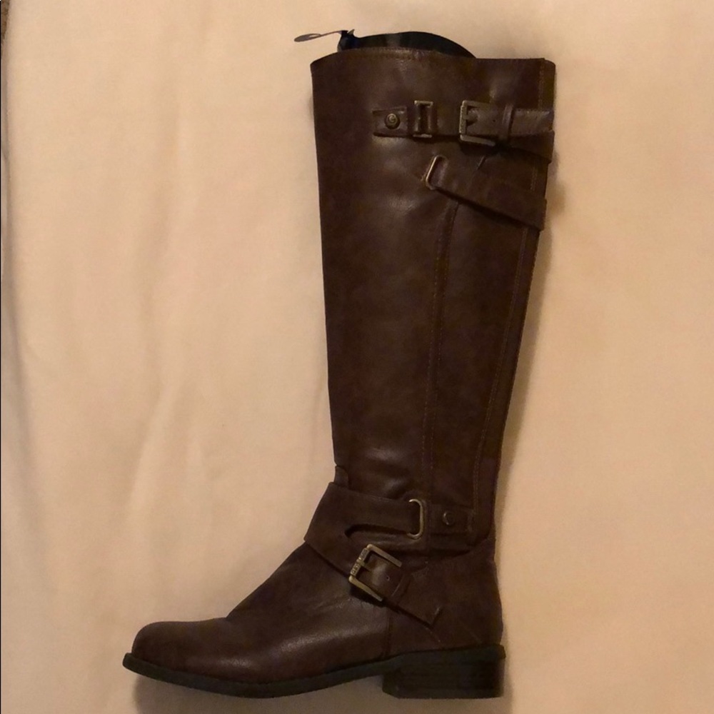 Brown tall riding boots